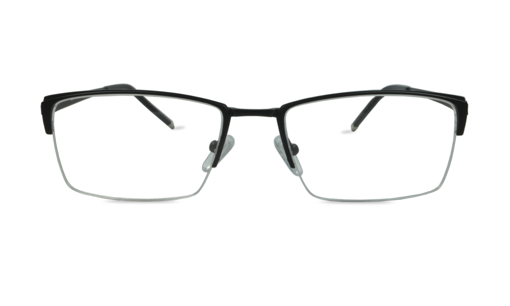 Johnston Rectangle Black Semi Rimless Eyeglasses