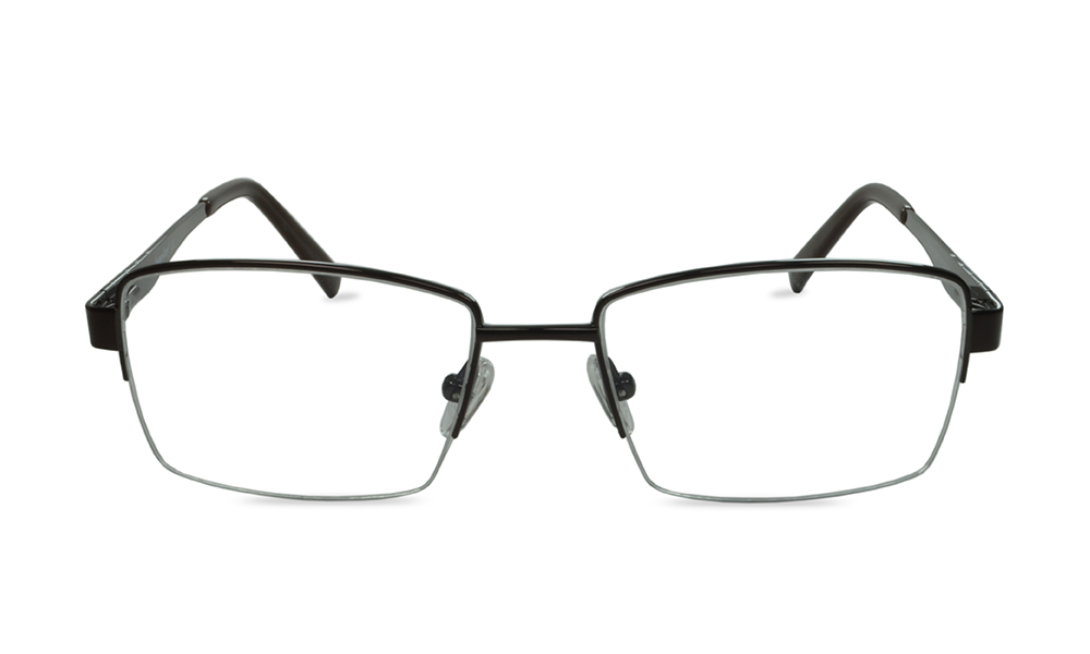 Andrea Rectangle Brown Semi Rimless Eyeglasses