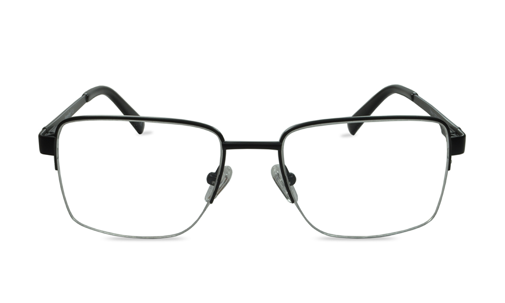 Diaz Rectangle Black Semi Rimless Eyeglasses