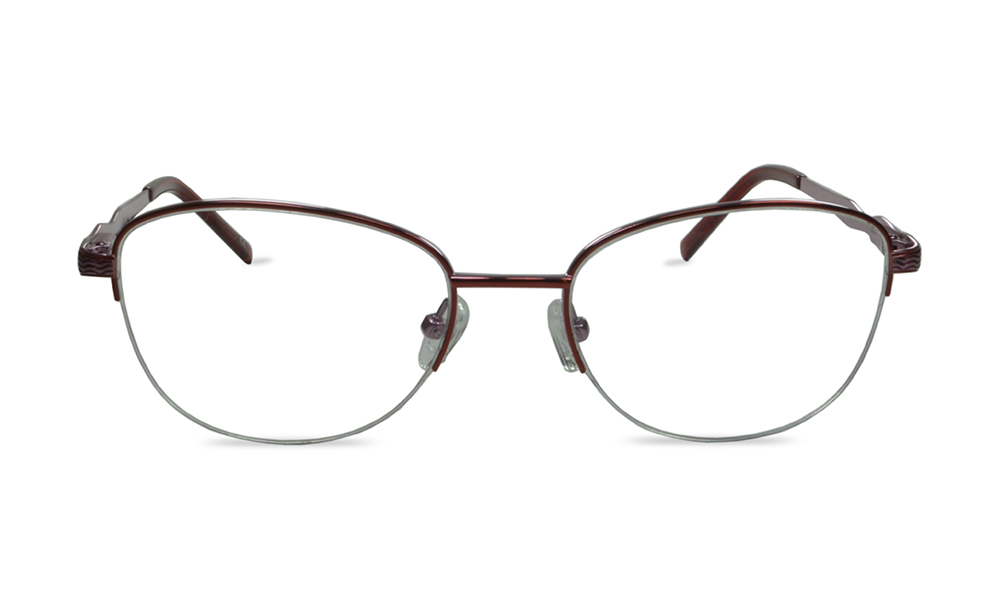 Brooklyn Oval Red Semi Rimless Eyeglasses