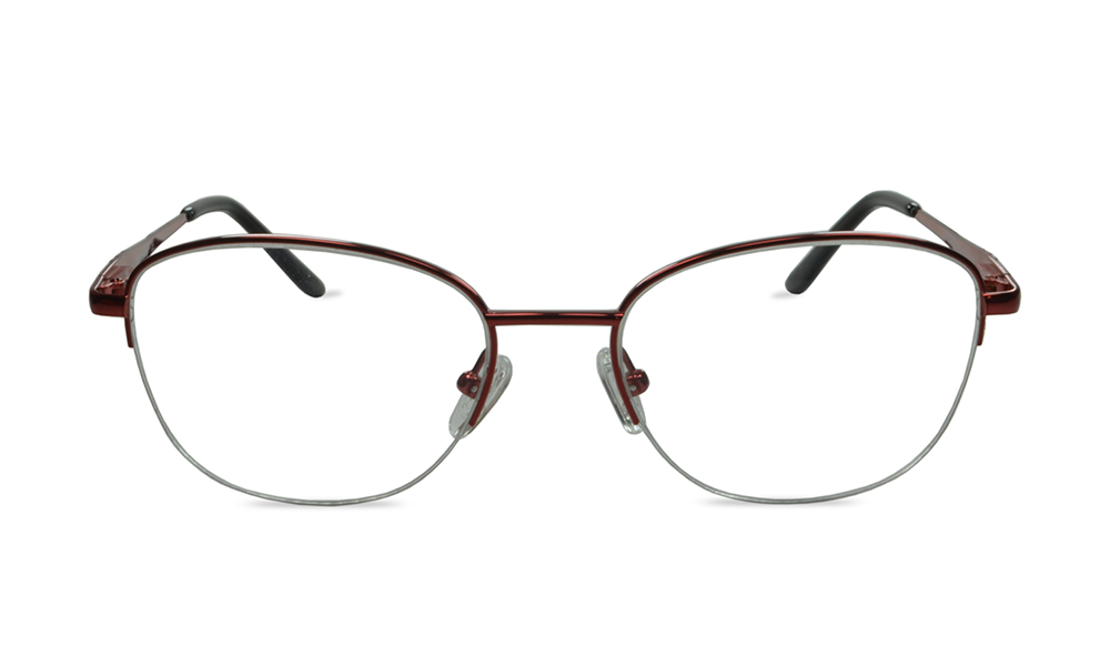 Sydney Oval Red Semi Rimless Eyeglasses