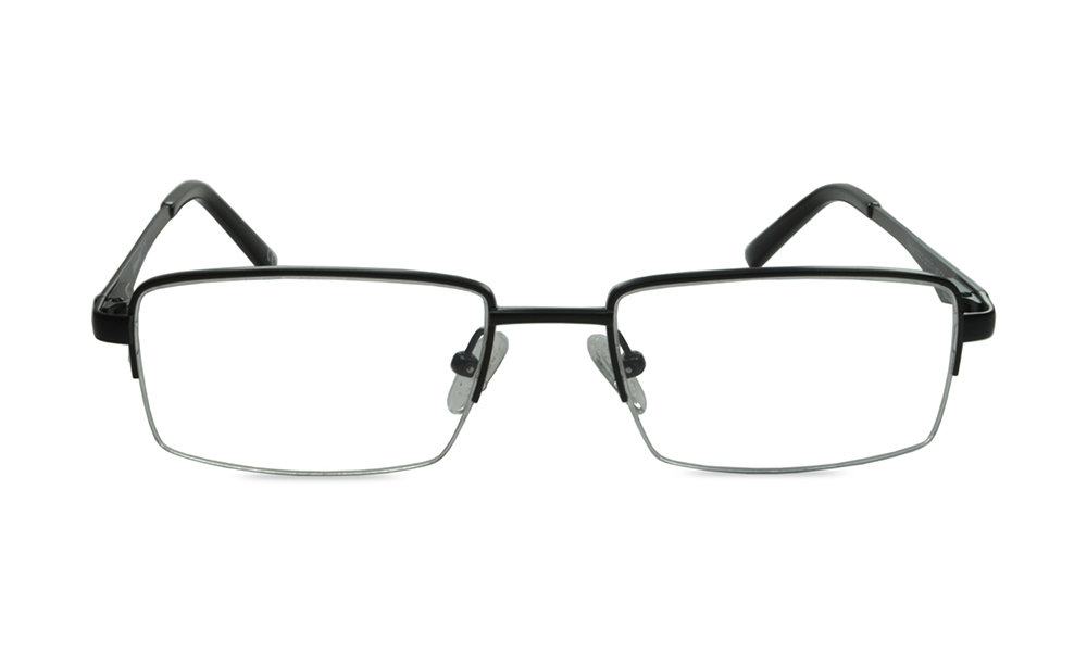 Evelyn Rectangle Black Semi Rimless Eyeglasses