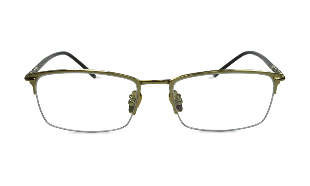 Logan Rectangle Gold Semi Rimless Eyeglasses