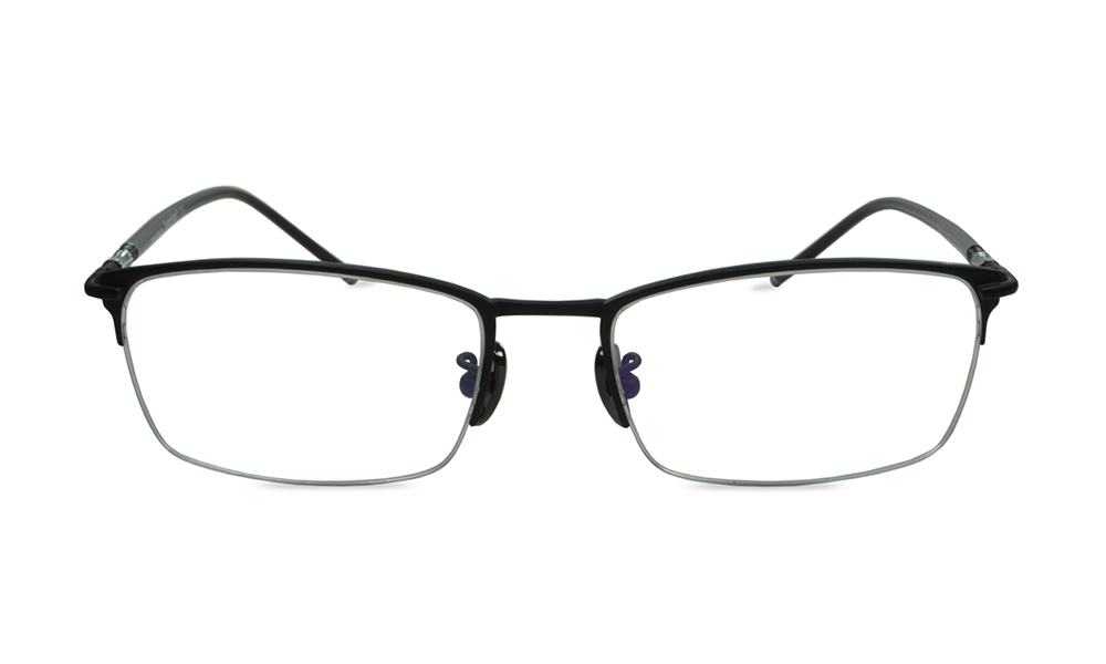 Logan Rectangle Black Semi Rimless Eyeglasses