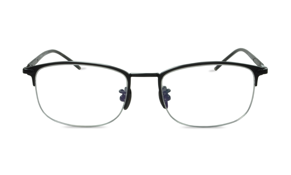 Milano Rectangle Black Semi Rimless Eyeglasses