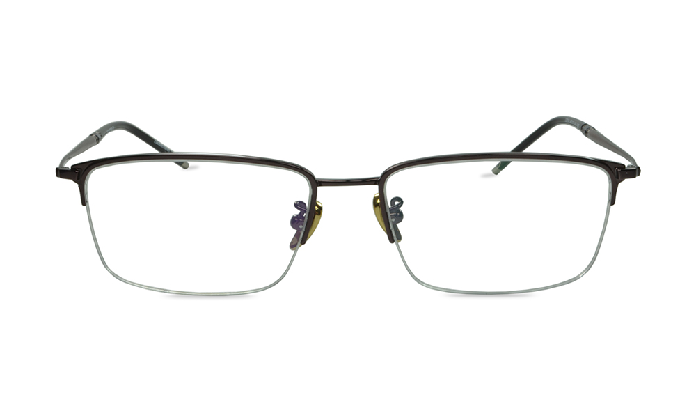 Jem Rectangle Brown Semi Rimless Eyeglasses