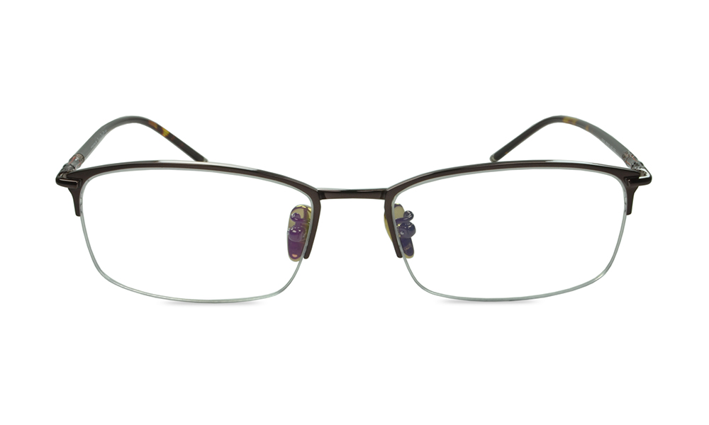 Dylan Rectangle Brown Semi Rimless Eyeglasses