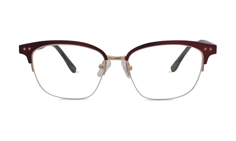 Karrie Rectangle Maroon Semi Rimless Eyeglasses