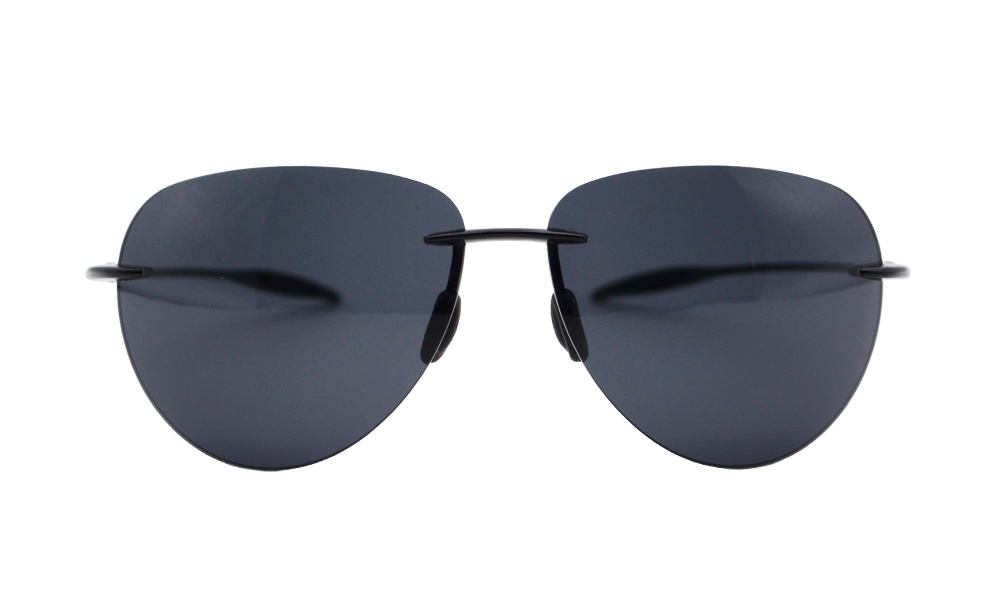 Streak Oval Black Rimless Sunglasses