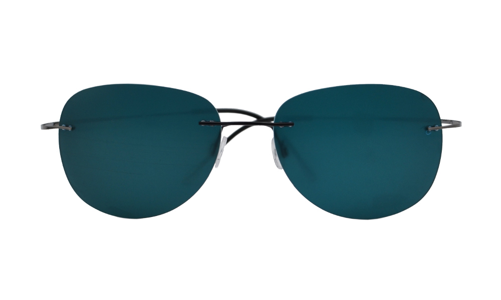 Ajax Oval Green Rimless Sunglasses