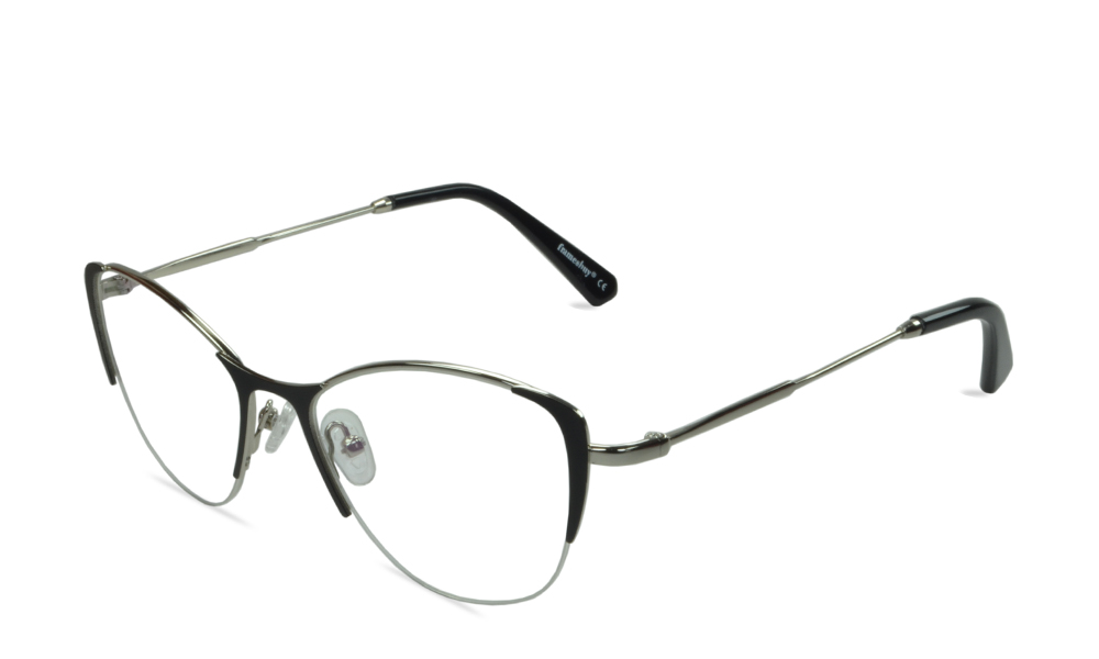 Rem Cat Eye Black Semi Rimless Eyeglasses