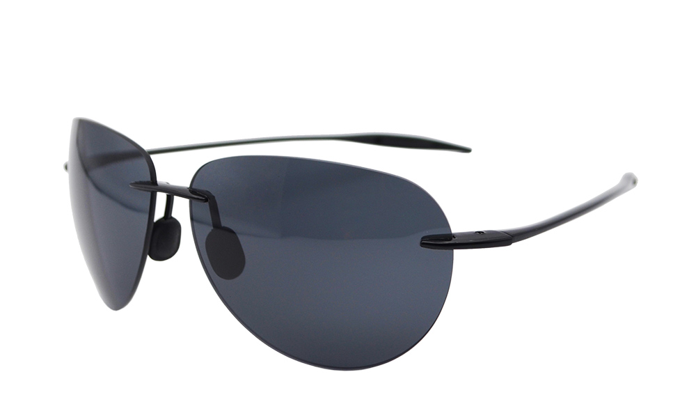 Streak Oval Black Rimless Sunglasses