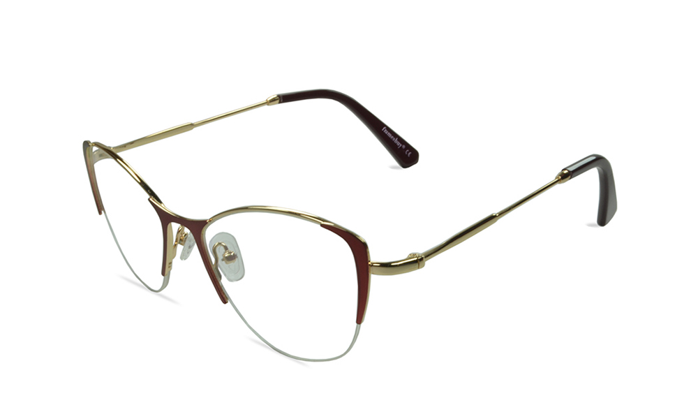 Blex Horn Red Semi Rimless Eyeglasses
