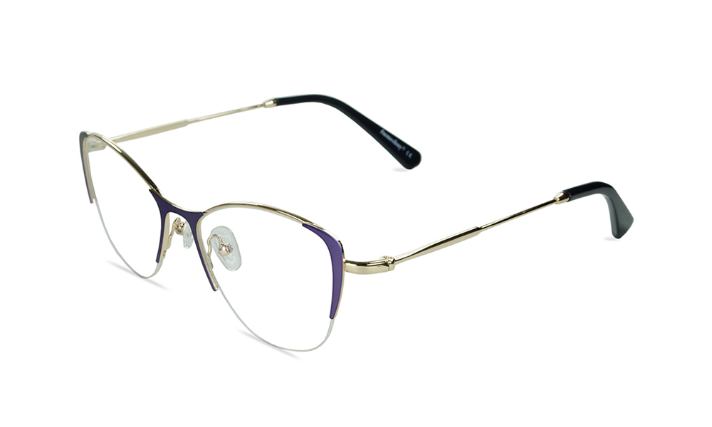 Blex Horn Purple Semi Rimless Eyeglasses