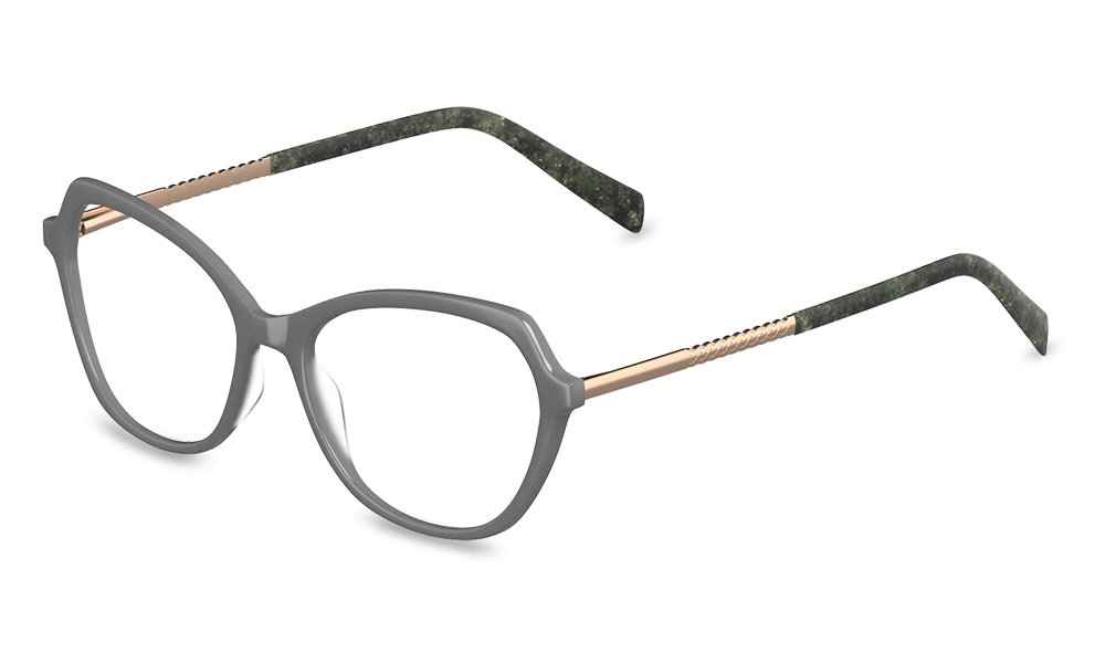 Bast Oval Grey Full Rim Eyeglasses