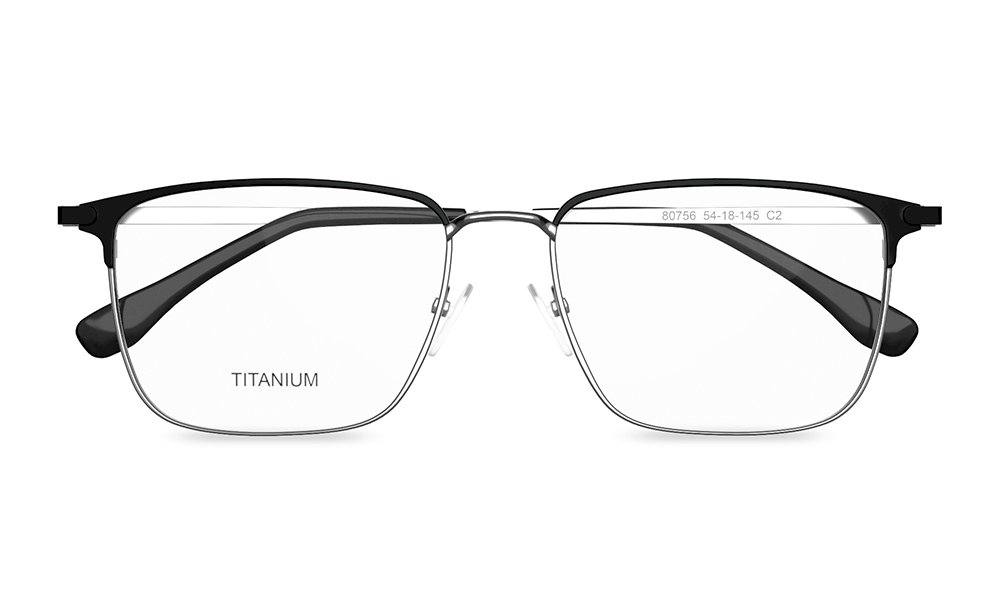 Doppio Rectangle Black Full Rim Eyeglasses
