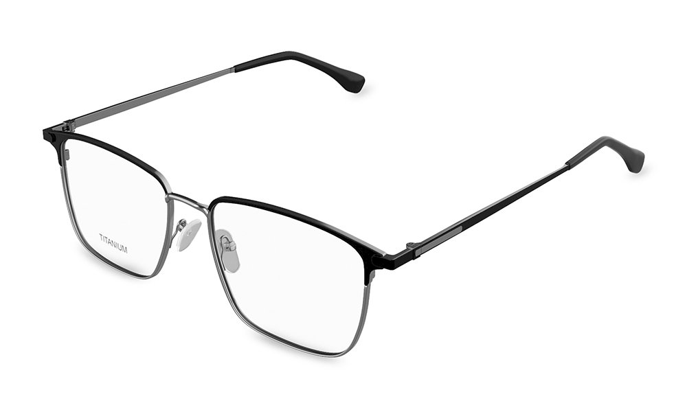 Doppio Rectangle Black Full Rim Eyeglasses