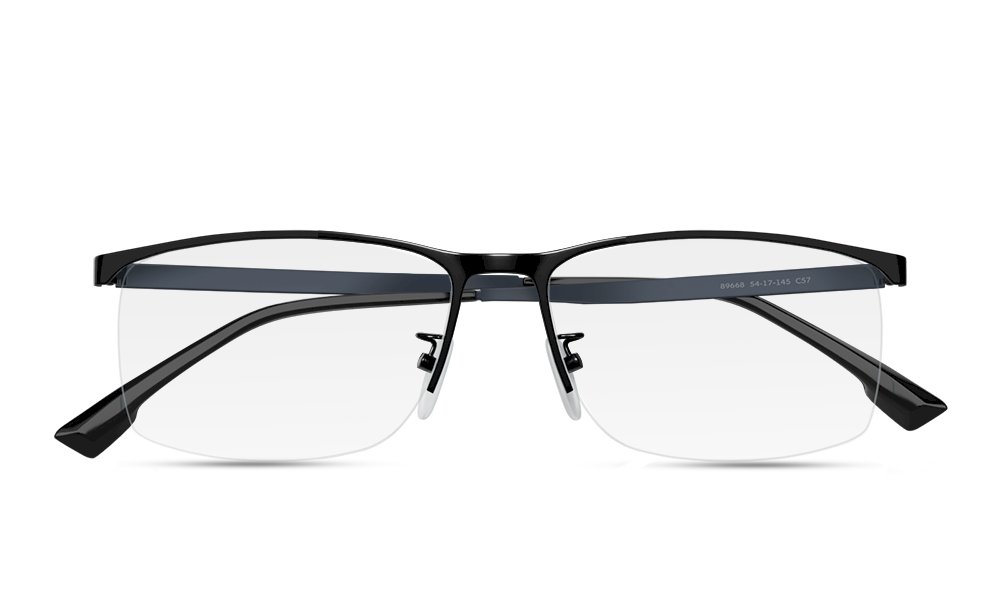 Mezza Luna Rectangle Black Semi Rimless Eyeglasses