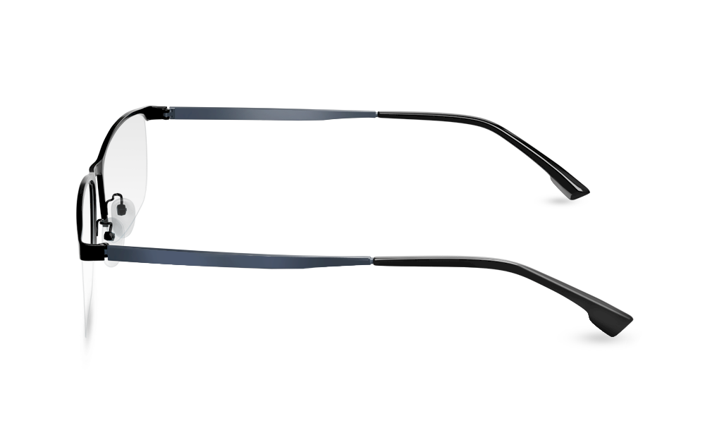 Mezza Luna Rectangle Black Semi Rimless Eyeglasses