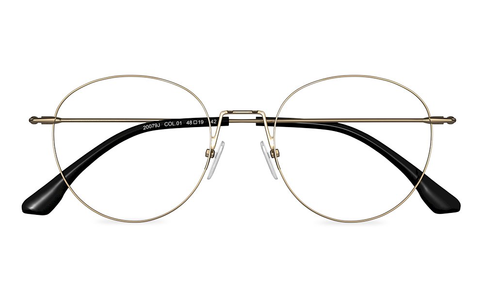 Golda Round Gold Full Rim Eyeglasses