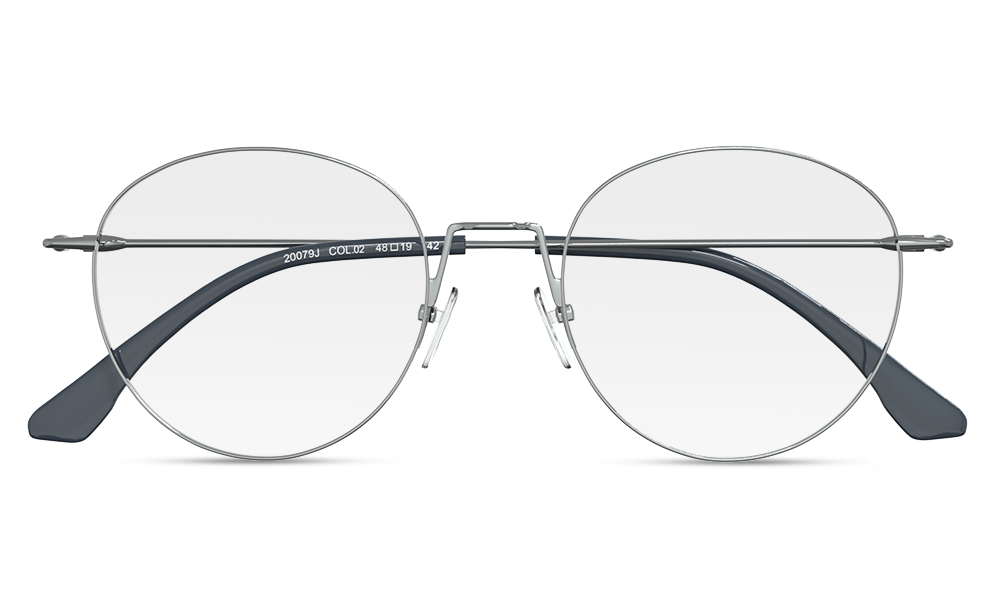 Golda Round Silver Full Rim Eyeglasses