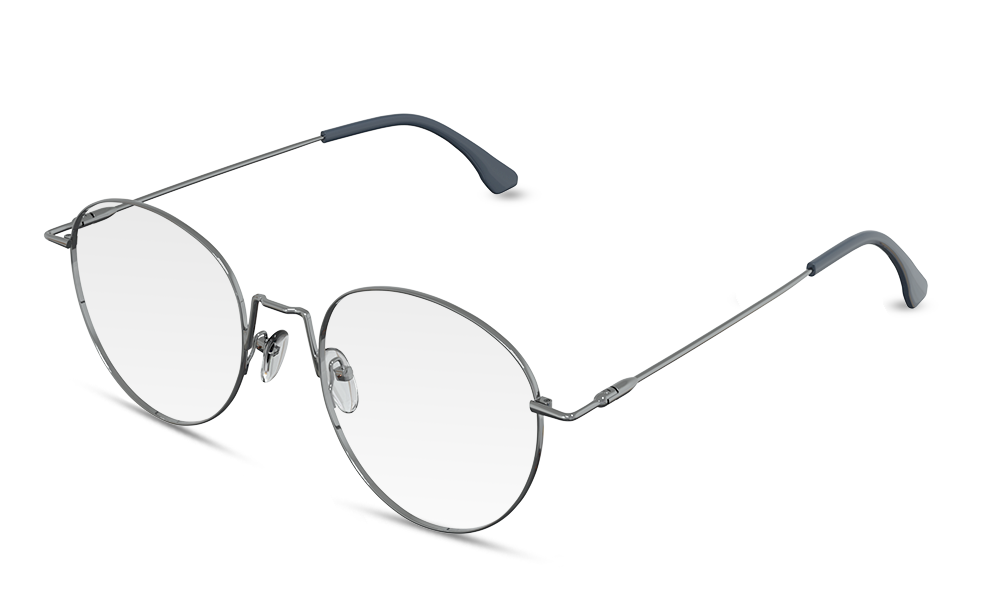 Golda Round Silver Full Rim Eyeglasses