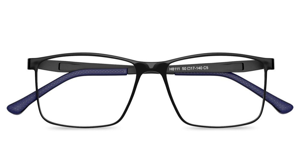 Hudson Rectangle Black Full Rim Eyeglasses