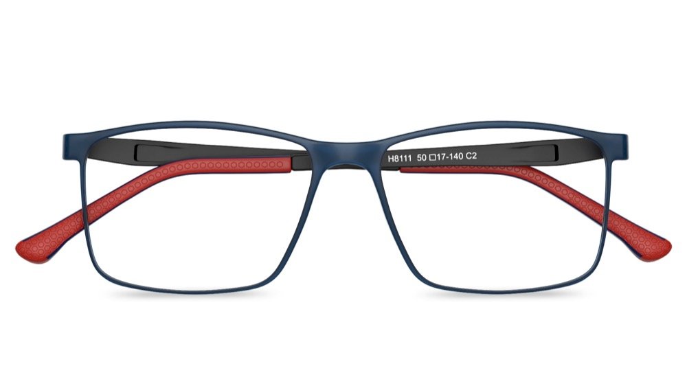 Hudson Rectangle Blue Full Rim Eyeglasses