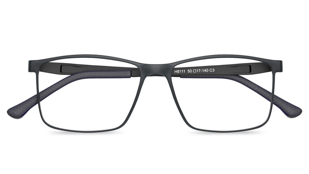 Hudson Rectangle Grey Full Rim Eyeglasses
