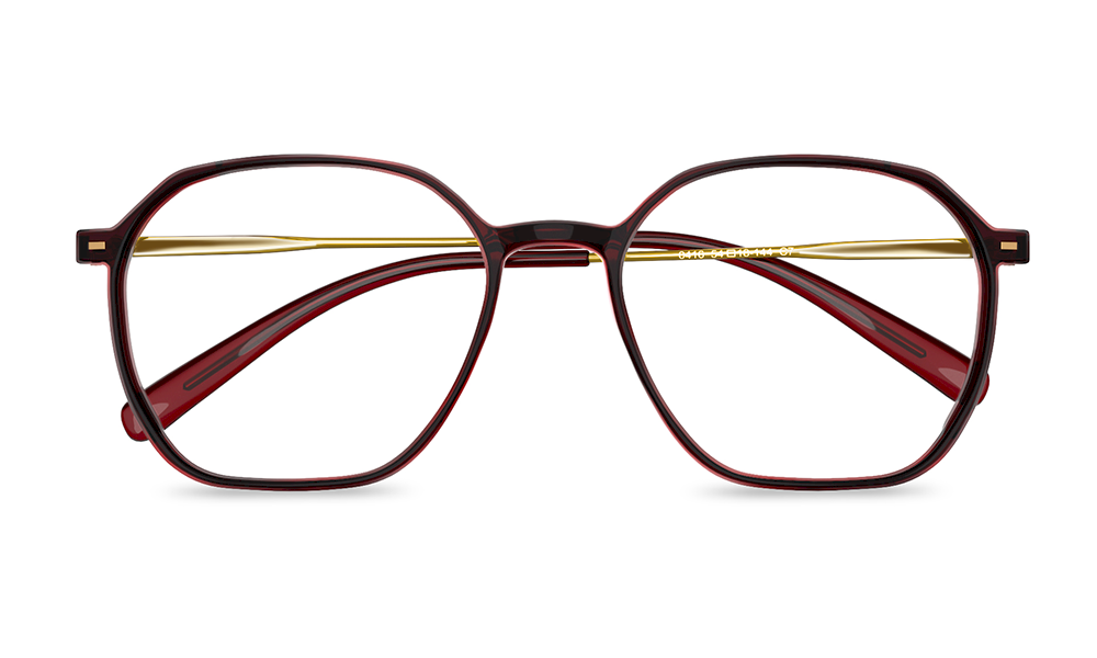 Flex Geometric Red Full Rim Eyeglasses