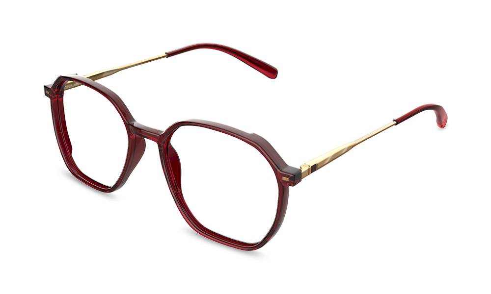 Flex Geometric Red Full Rim Eyeglasses