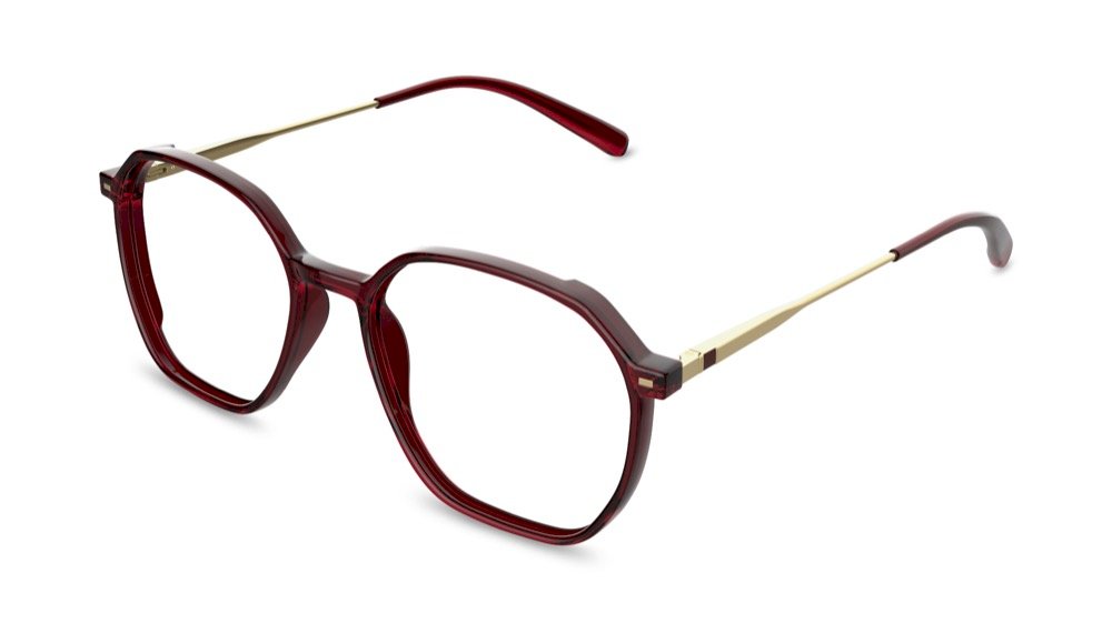 Flex Geometric Red Full Rim Eyeglasses Framesbuy