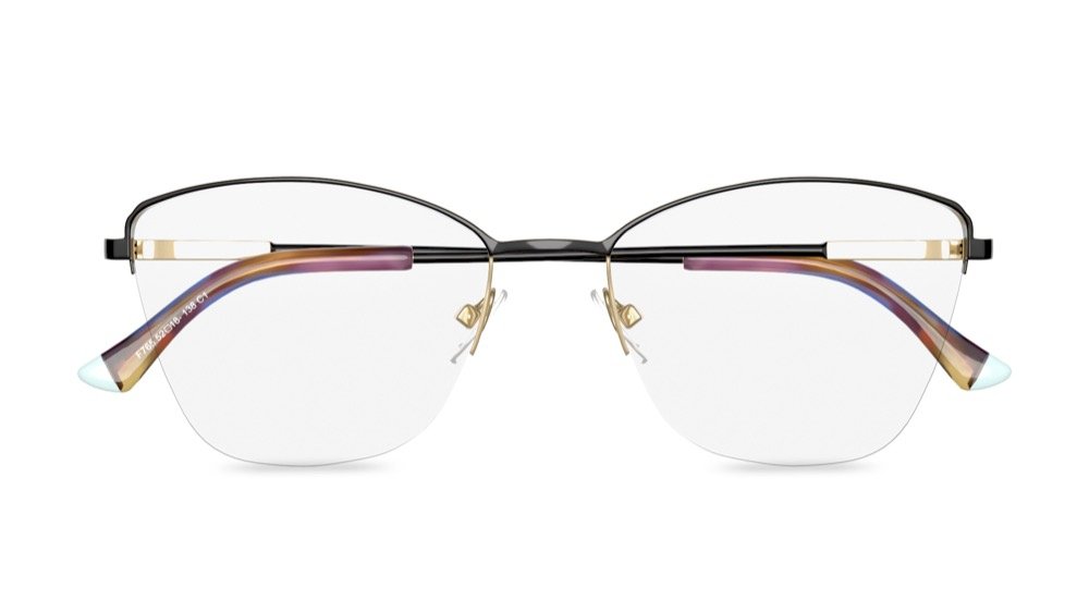 Galvan Cat Eye Black Semi Rimless Eyeglasses