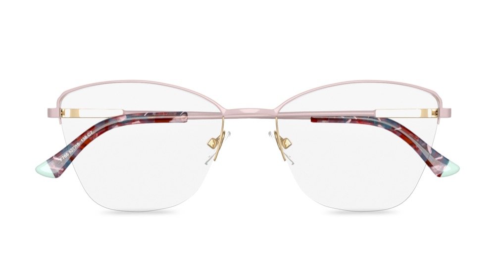 Galvan Cat Eye Gold Semi Rimless Eyeglasses