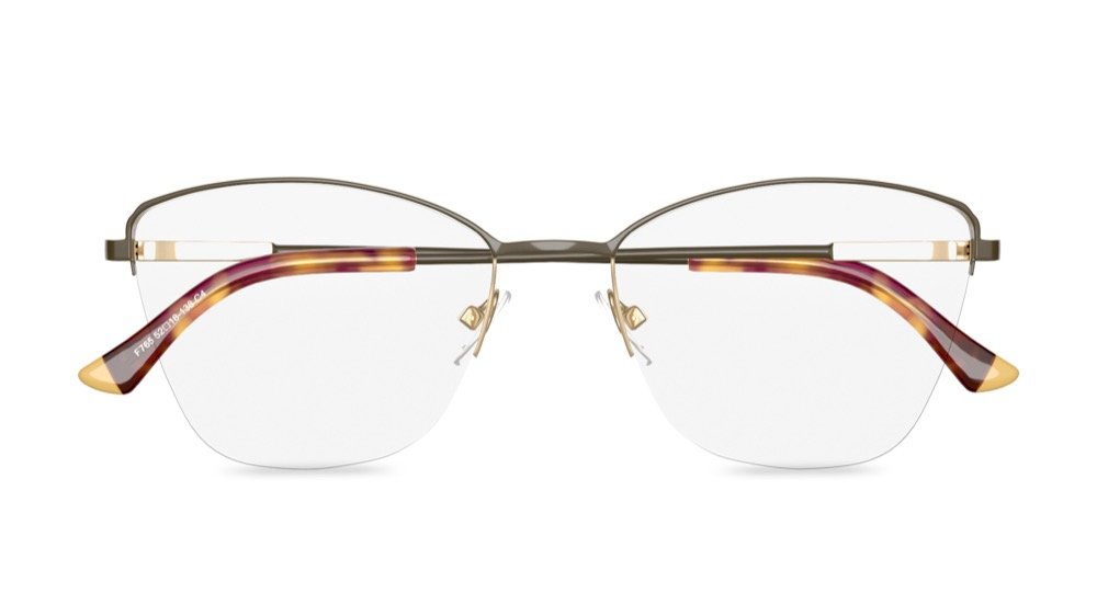 Galvan Cat Eye Gold Semi Rimless Eyeglasses