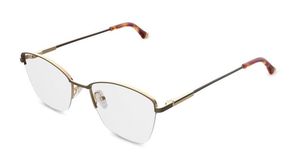 Galvan Cat Eye Gold Semi Rimless Eyeglasses