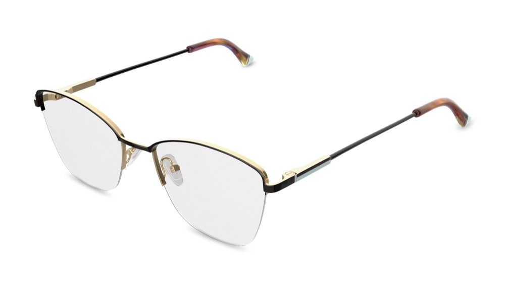 Galvan Cat Eye Black Semi Rimless Eyeglasses