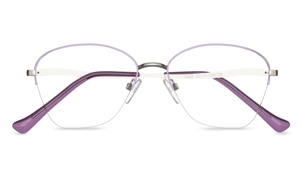 Lea Geometric Silver Semi Rimless Eyeglasses