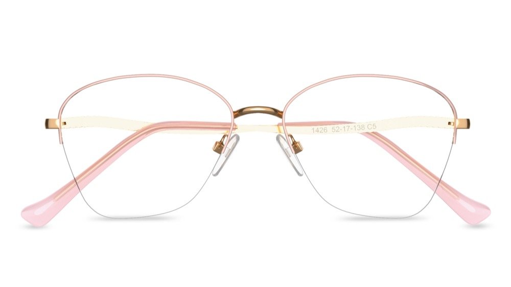 Lea Geometric Gold Semi Rimless Eyeglasses