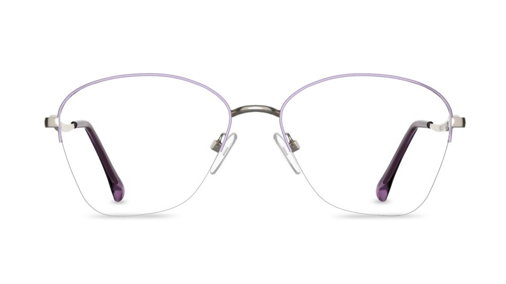 Lea Geometric Silver Semi Rimless Eyeglasses