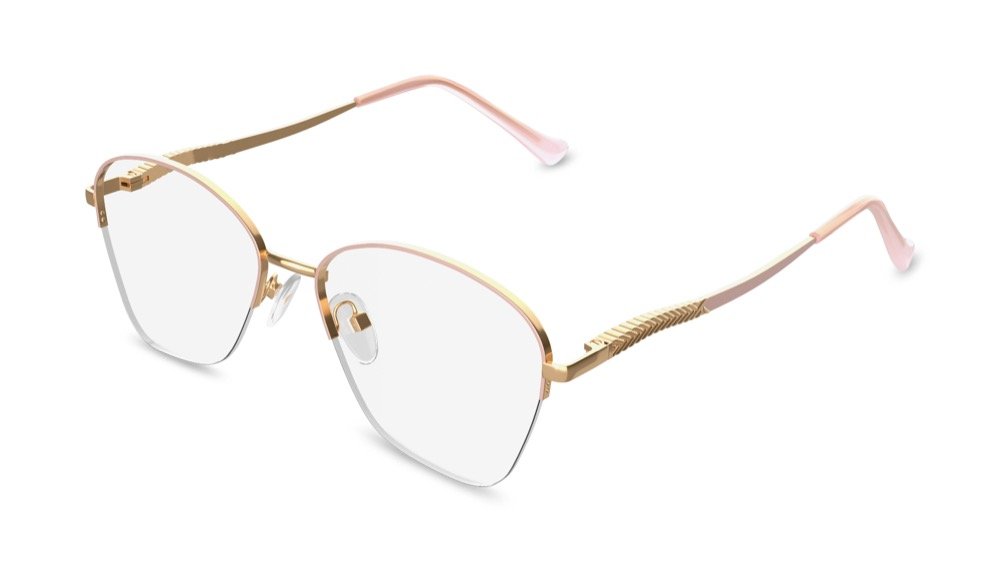 Lea Geometric Gold Semi Rimless Eyeglasses