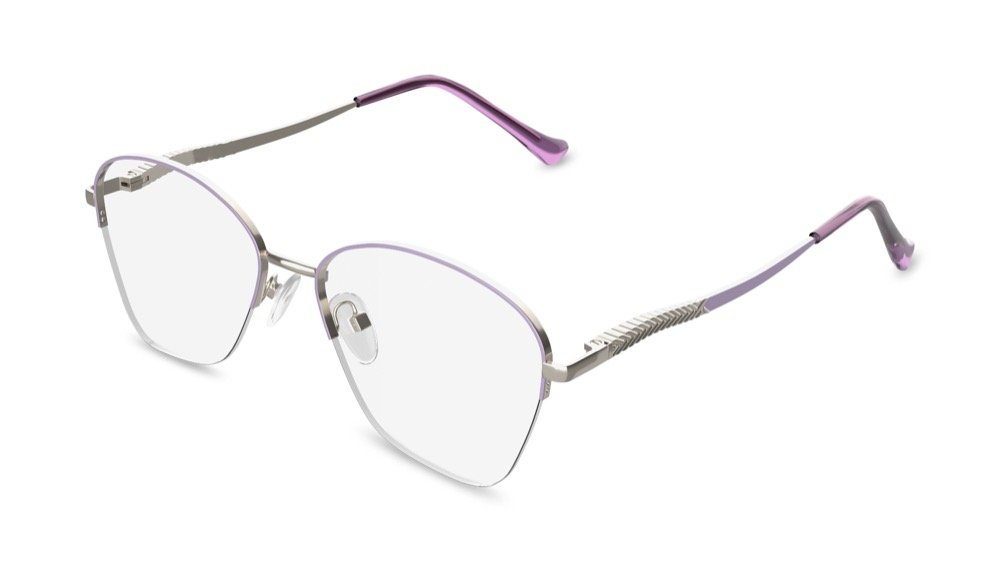 Lea Geometric Silver Semi Rimless Eyeglasses