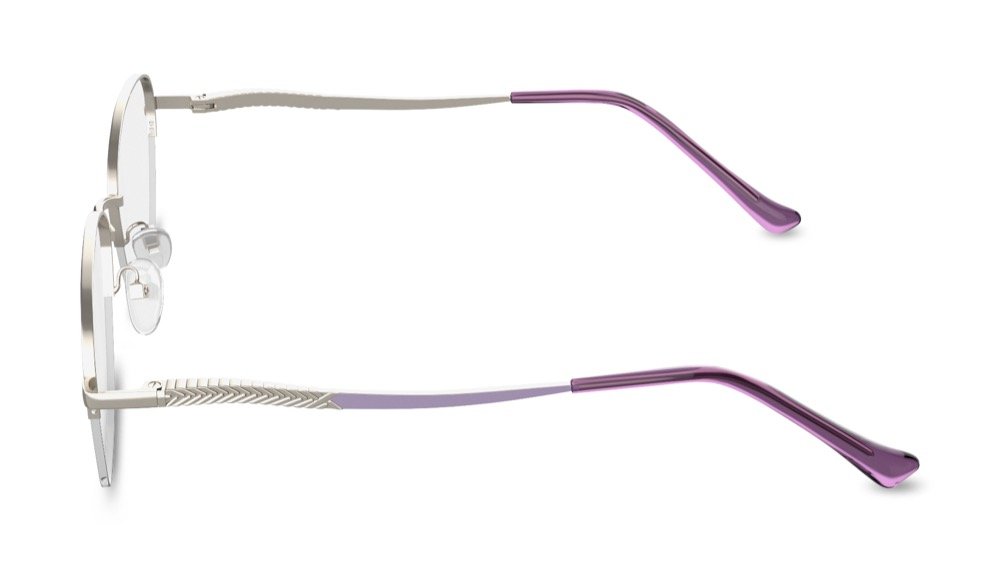 Lea Geometric Silver Semi Rimless Eyeglasses