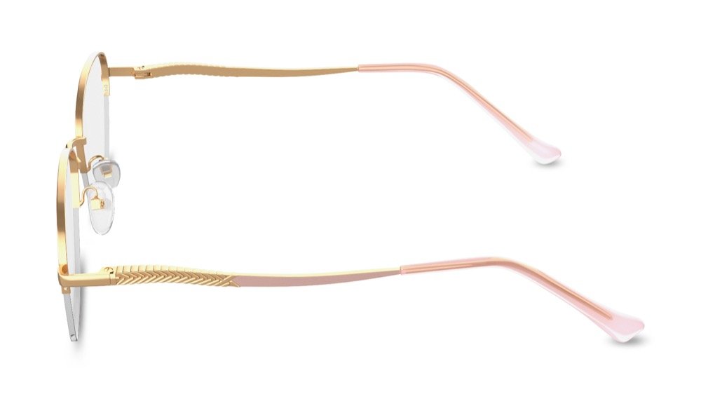 Lea Geometric Gold Semi Rimless Eyeglasses