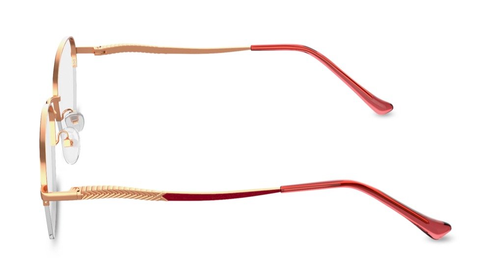 Lea Geometric Gold Semi Rimless Eyeglasses