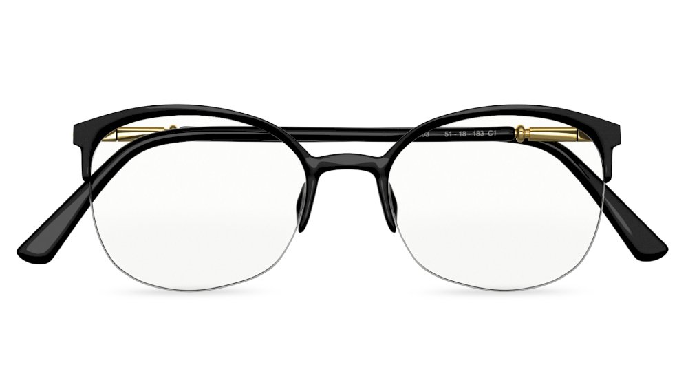 Arcus Square Black Semi Rimless Eyeglasses