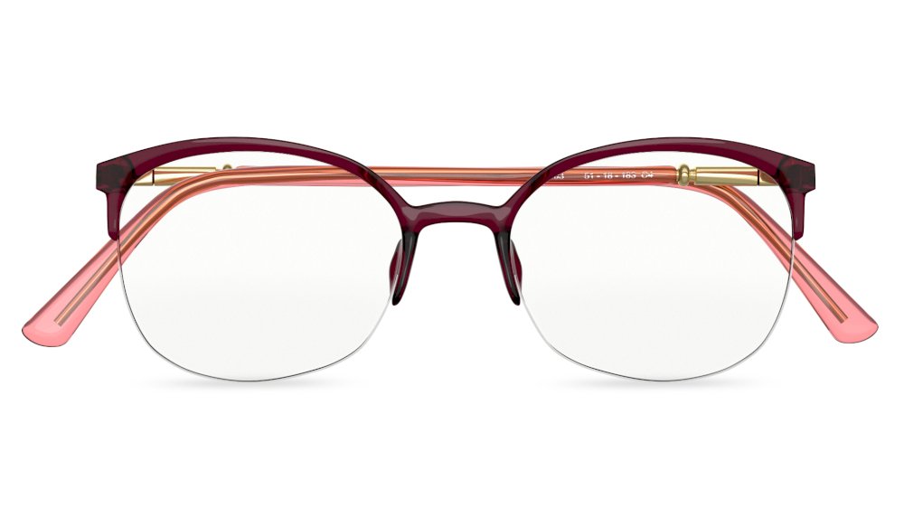 Arcus Square Maroon Semi Rimless Eyeglasses