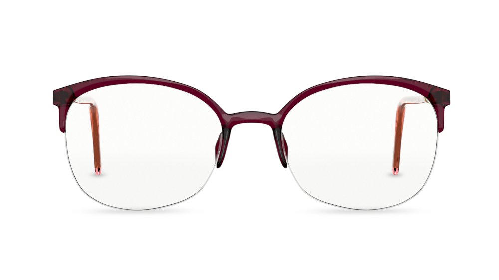 Arcus Square Maroon Semi Rimless Eyeglasses