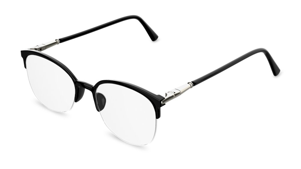 Arcus Square Black Semi Rimless Eyeglasses