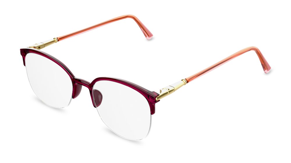 Arcus Square Maroon Semi Rimless Eyeglasses
